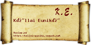 Kállai Euniké névjegykártya
